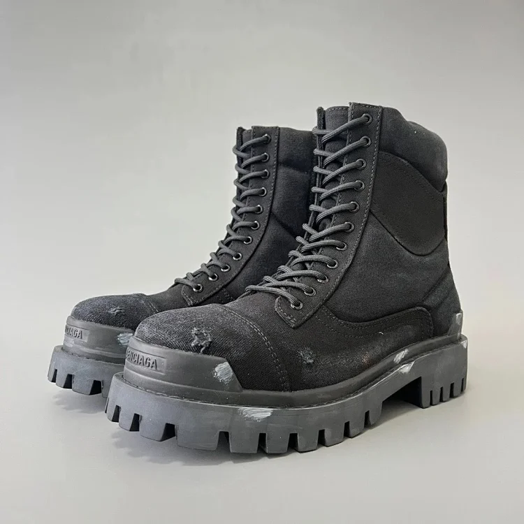 Balenciaga High-Top Combat Boots - Black