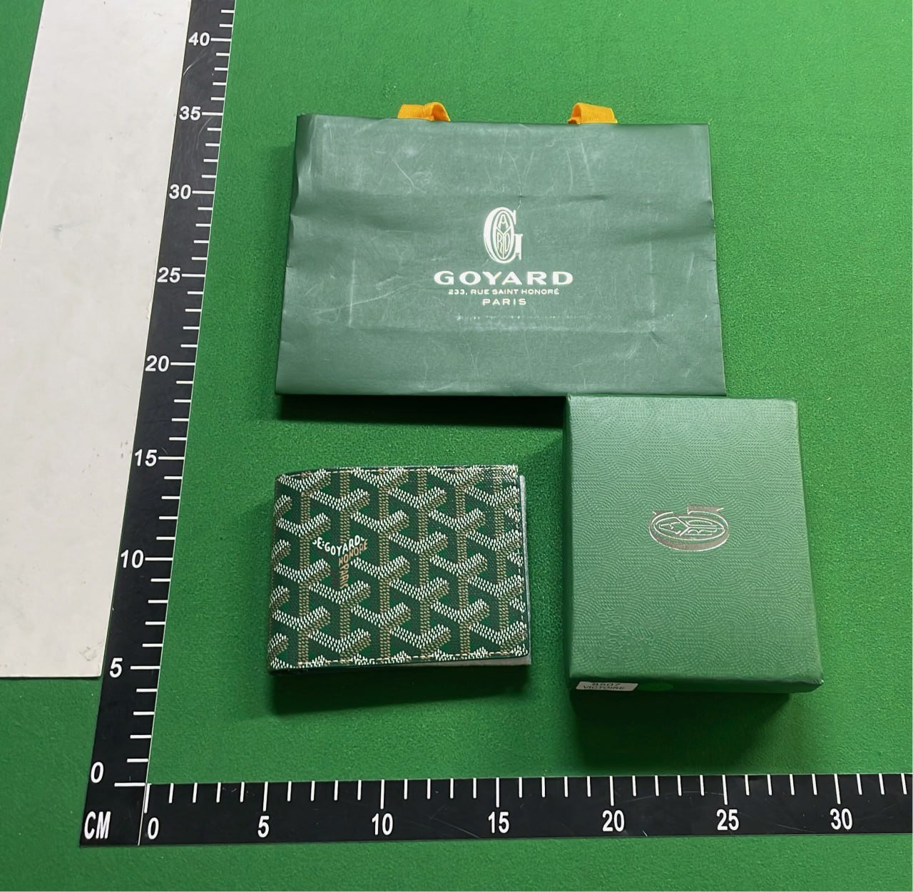 Goyard Green Leather Wallet with Yellow Ribbon - Luxury Accessories